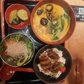 RAMEN-SAN - karaage chicken Veggie ramen Side salad Cucumber salad - Ramen Near Me - Chicago, Illinois RAMEN-SAN - karaage chicken Veggie ramen Side salad Cucumber salad - Ramen Near Me - Chicago, Illinois