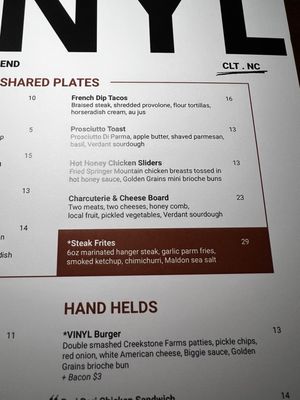 Menu photo 5 VINYL Charlotte, NC