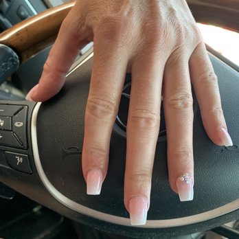 Herbal Nails & Spa - White to pink ombré and of course I need my bling :) - Nail Salons Near Me - Gilbert, Arizona