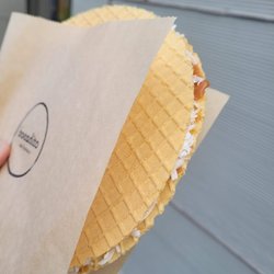Bocadito - Freshly made Oblea with Dulce de Leche, Coconut and Whipped Cream