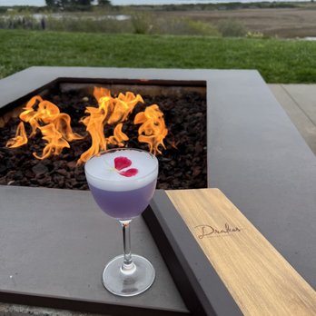 Drakes Fireside Lounge - a purple cocktail with a heart on it - New American Near Me - Bodega Bay, California