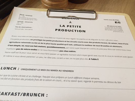 Menu photo 3 La Petite Production Ixelles, BRU