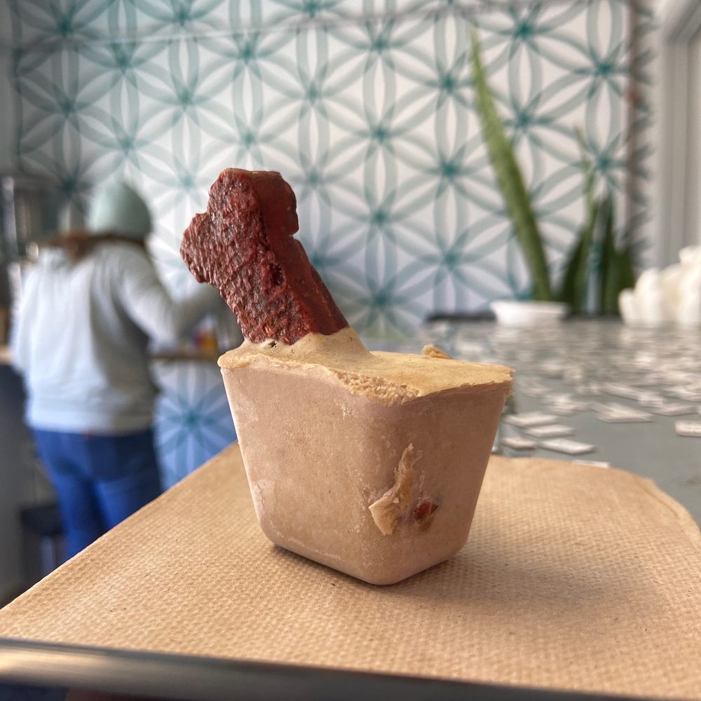 It's a prototype doggie treat! I'd call it a "banana pupsicle!"