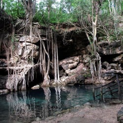 Cenote X-Batún - Hay una pequeña escalera para ayudarte a entrar y salir.