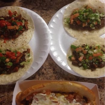 Micky's Hot Dogs - Right Pastor tacos, left Carne Asada, and hot dogs with everything. - Hot Dogs Near Me - Mesa, Arizona Micky's Hot Dogs - Right Pastor tacos, left Carne Asada, and hot dogs with everything. - Hot Dogs Near Me - Mesa, Arizona