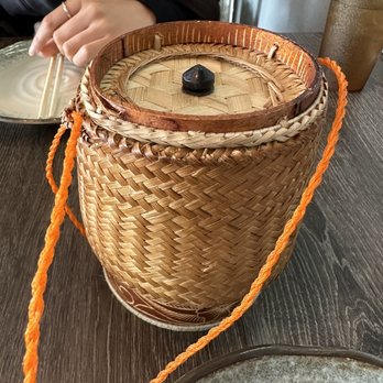 Nok’s Kitchen - cute sticky rice container - Laotian Near Me - Westminster, California Nok’s Kitchen - cute sticky rice container - Laotian Near Me - Westminster, California