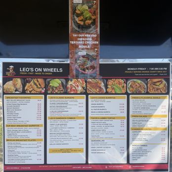 Leo's On Wheels - Menu - As of 09/29/2026 - Tacos Near Me