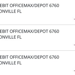 Officemax - My bank statement where it took out the 11.00 that the employee told me was only preauthrization