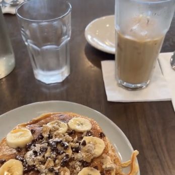 Café Alma - Chocolate pancakes and Carmel iced latte - Breakfast & Brunch Near Me - Cincinnati, Ohio