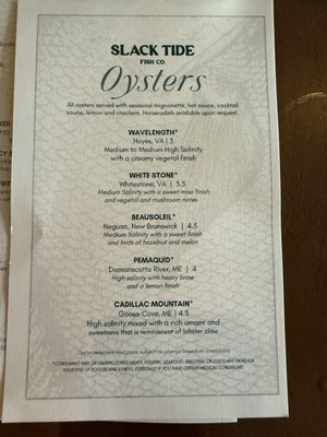 Menu photo 5 Slack Tide Fish Richmond, VA
