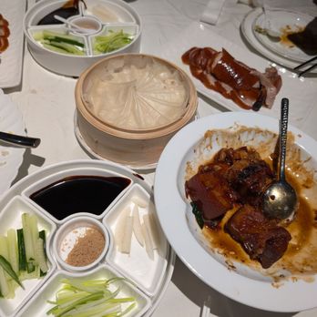 Array 36 - Array 36 Signature Roast Duck (Whole) in the left and top and Array 36 Signature Braised Pork on the right - Chinese Near Me - San Gabriel, California