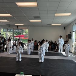 SO IT BEGINS! The students line up for their first ever belt test. Tensions were high