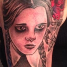 My cover up tattoo. Wednesday Addams. By Matt. My cover up tattoo. Wednesday Addams. By Matt.
