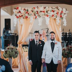 Aptos United Methodist Church - Pastor Anthony moments after marrying us at Casa Maria Hall in San Juan Bautista, CA.