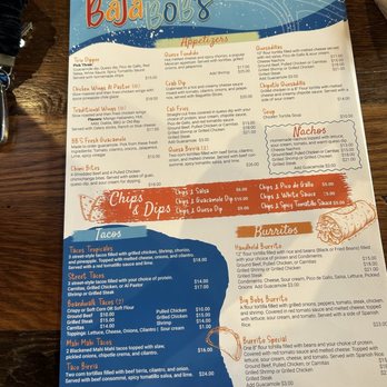Baja Bob's - Baja Bobs Menu. - Mexican Near Me - Rehoboth Beach, Delaware
