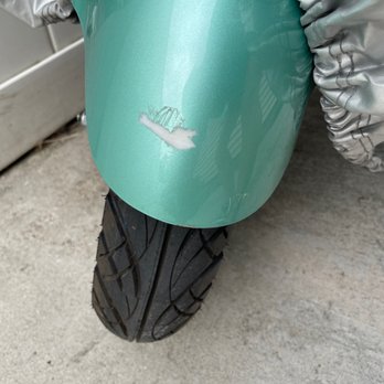 Solano Cycle The Scooter Menace - The gash in the front finder. How the piece came in the box. - Motorcycle Repair Near Me - Jacksonville Beach, Florida Solano Cycle The Scooter Menace - The gash in the front finder. How the piece came in the box. - Motorcycle Repair Near Me - Jacksonville Beach, Florida