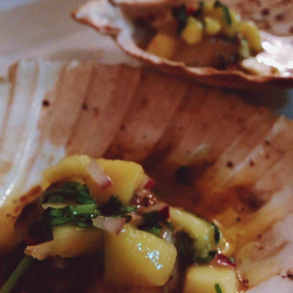 Scallops and mango. Delicious!