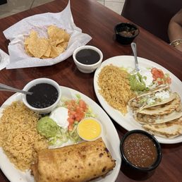 Chicken, chimichanga, and chicken quesadillas Chicken, chimichanga, and chicken quesadillas