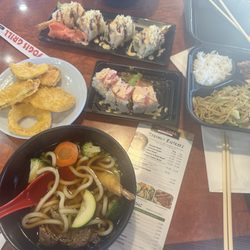 Yogis Grill Teriyaki & Roll - Udon tempura rolls yakisoba.