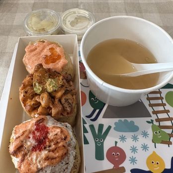 Atoyubu - From the top: Cream MyungRan  BulDak. Crab MyungRan. Big and filling! + Miso Soup. - Japanese Near Me - Buena Park, California