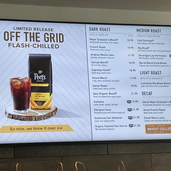 Peet's Coffee - 8/12/24 Menu - Coffee & Tea Near Me - San Francisco, California Peet's Coffee - 8/12/24 Menu - Coffee & Tea Near Me - San Francisco, California