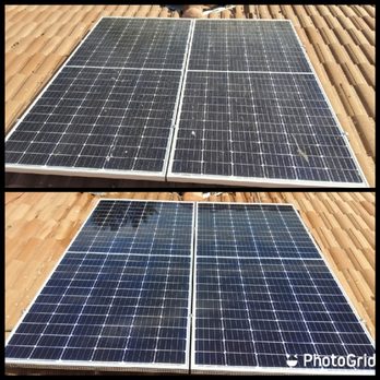 Premier Solar Cleaning - Before on top after bottom - Solar Panel Cleaning Near Me - Lake Elsinore, California