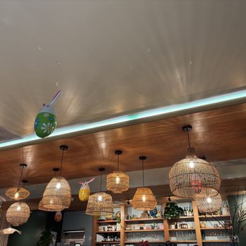 Basil & Co - Keep these bamboo lighting but please get rid of the balloons. - Thai Near Me - Diamond Bar, California