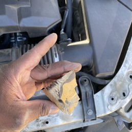 this is what I pulled out on my engine area. You can see the wear marks from the belt this is what I pulled out on my engine area. You can see the wear marks from the belt