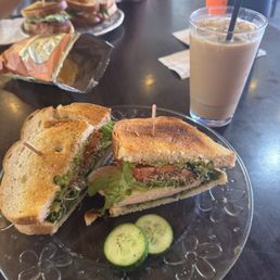Avocado Pesto Sandwich with Turkey and an Iced Vietnamese Avocado Pesto Sandwich with Turkey and an Iced Vietnamese