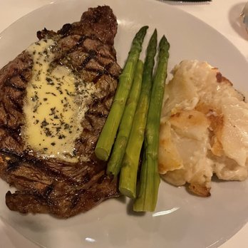 Anjou Restaurant - Ribeye steak Medium Side of Asparagus & Potato Au Gratin - French Near Me - Ridgeland, Mississippi Anjou Restaurant - Ribeye steak Medium Side of Asparagus & Potato Au Gratin - French Near Me - Ridgeland, Mississippi