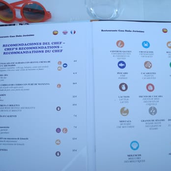 Casa Dona Jeronima - Not a very good picture on the menu, but it shows how they have tried to make it easier for people with allergies! - Modern European Near Me - Estepona, Massachusetts