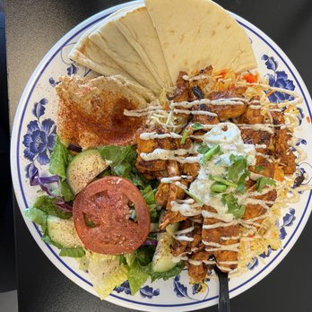 Falafel Corner - Medium spice Chicken platter - Mediterranean Near Me - Antelope, California Falafel Corner - Medium spice Chicken platter - Mediterranean Near Me - Antelope, California