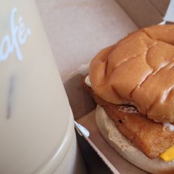 McDonald's - Fish fillet sandwich & iced coffee