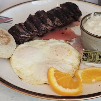 Clear Sky on Park - Steak and eggs with grits and engkish muffin - New American Near Me - Seminole, Florida Clear Sky on Park - Steak and eggs with grits and engkish muffin - New American Near Me - Seminole, Florida