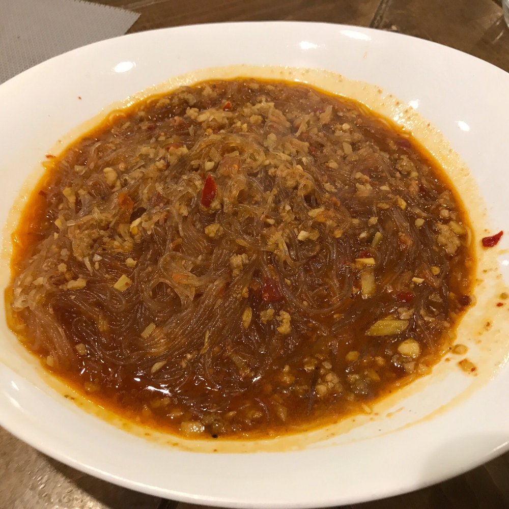 Ma yi shang shou, literally translated as ants crawling up a tree. Vermicelli noodle with minced beef. Ma yi shang shou, literally translated as ants crawling up a tree. Vermicelli noodle with minced beef.