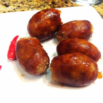 Chaba Thai Kitchen - Thai E-Sarn Spicy Sausage (sai krok Isaan). - Thai Near Me - San Diego, California Chaba Thai Kitchen - Thai E-Sarn Spicy Sausage (sai krok Isaan). - Thai Near Me - San Diego, California