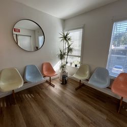 The Wax Shack - Seats in waiting room. Love these colors and the vibe she has in here.