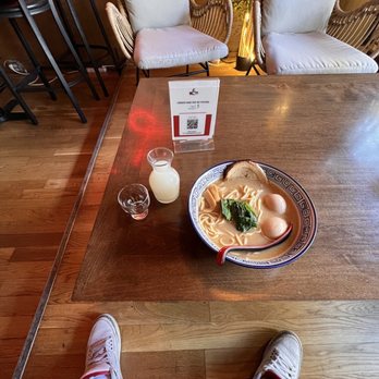 Yoko Yoko Ramen - House special ramen and blue JOTO sake. If you're a sneaker head: Retro Air Jordan 3 Katrina/Hall of Fame. - Ramen Near Me - Bremerton, Washington