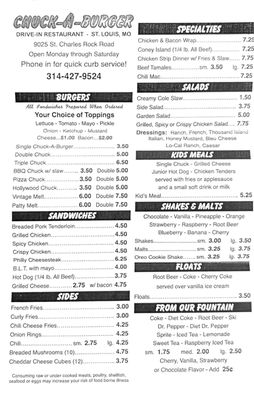 Menu photo 4 Chuck A Burger Drive-In Saint Louis, MO Menu photo 4 Chuck A Burger Drive-In Saint Louis, MO