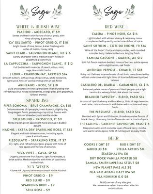 Menu photo 3 Sage Speakeasy & Lounge Loveland, CO
