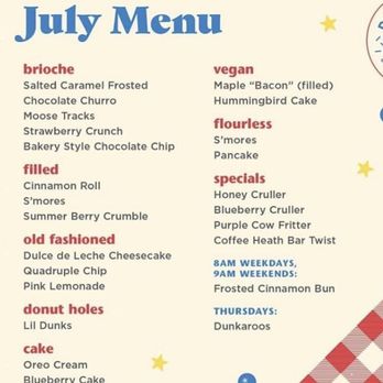 PVDonuts - July 2020 Menu - Donuts Near Me - Providence, Rhode Island