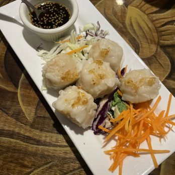 Malakor Thai Cafe - Shrimp shumai, very mushy and inedible dipping sauce. - Thai Near Me - West Palm Beach, Florida Malakor Thai Cafe - Shrimp shumai, very mushy and inedible dipping sauce. - Thai Near Me - West Palm Beach, Florida