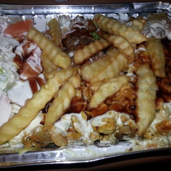 Three Pyramids Halal Cart - Combination Plate (with French Fries) - Street Vendors Near Me - New York, New York