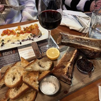Dancing Marlin - Roasted Bone Marrow - okay but definitely needed the salt and bacon jam. - New American Near Me - Frankfort, Illinois