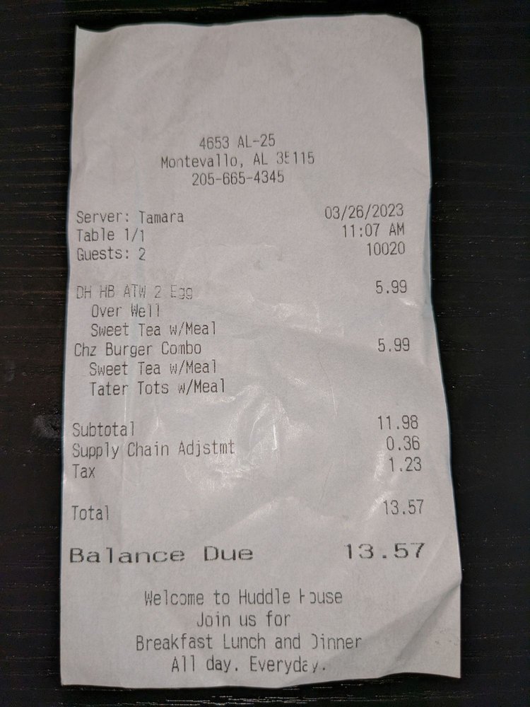 Food from Huddle House