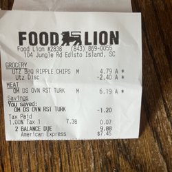 Food Lion - Receipt!