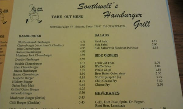 Menu photo 4 Southwell's Hamburger Grill Houston, TX Menu photo 4 Southwell's Hamburger Grill Houston, TX