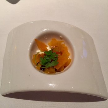 Maritana - A nice amuse bouche of golden beets, house made cheese (burrata), and balsamic vinegar - Tapas/Small Plates Near Me - St. Pete Beach, Florida
