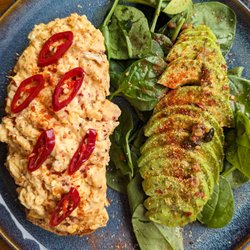 Beehive - Chilli eggs on toast with spinach and avocado
