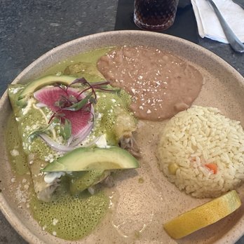 Picanta Mexican Kitchen - Enchiladas Suizas with rice and beans - Mexican Near Me - Las Vegas, Nevada